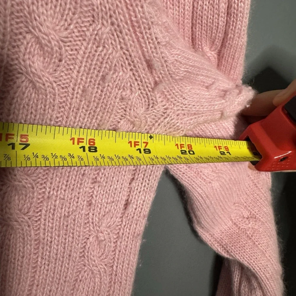 Cabi Women's XS‎ Merino Wool Blend Chunky Cable Knit Cardigan Pink Minimalist